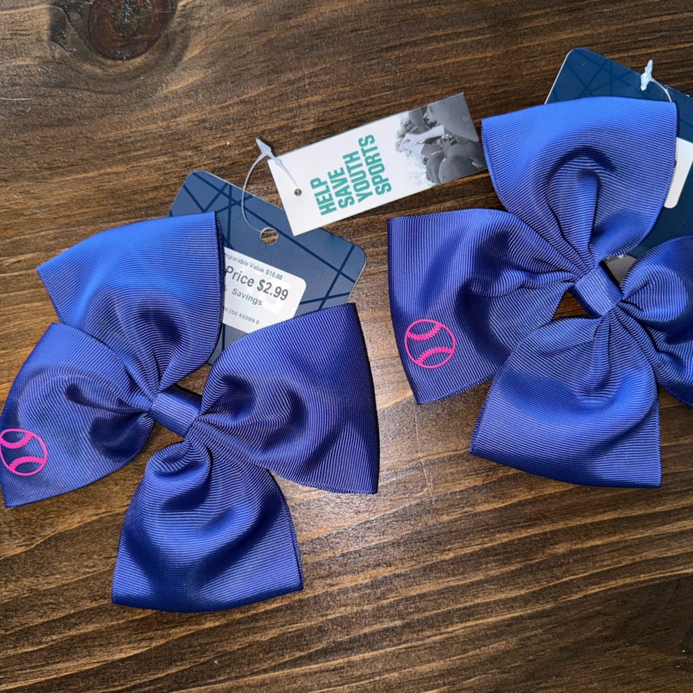 NWT DSG (OS) Brand New Blue Softball Bows (set of 2)